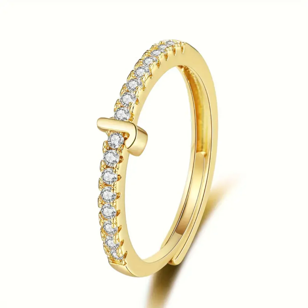 Vienná Iced Initial Letter Adjustable Open Ring - Image 15