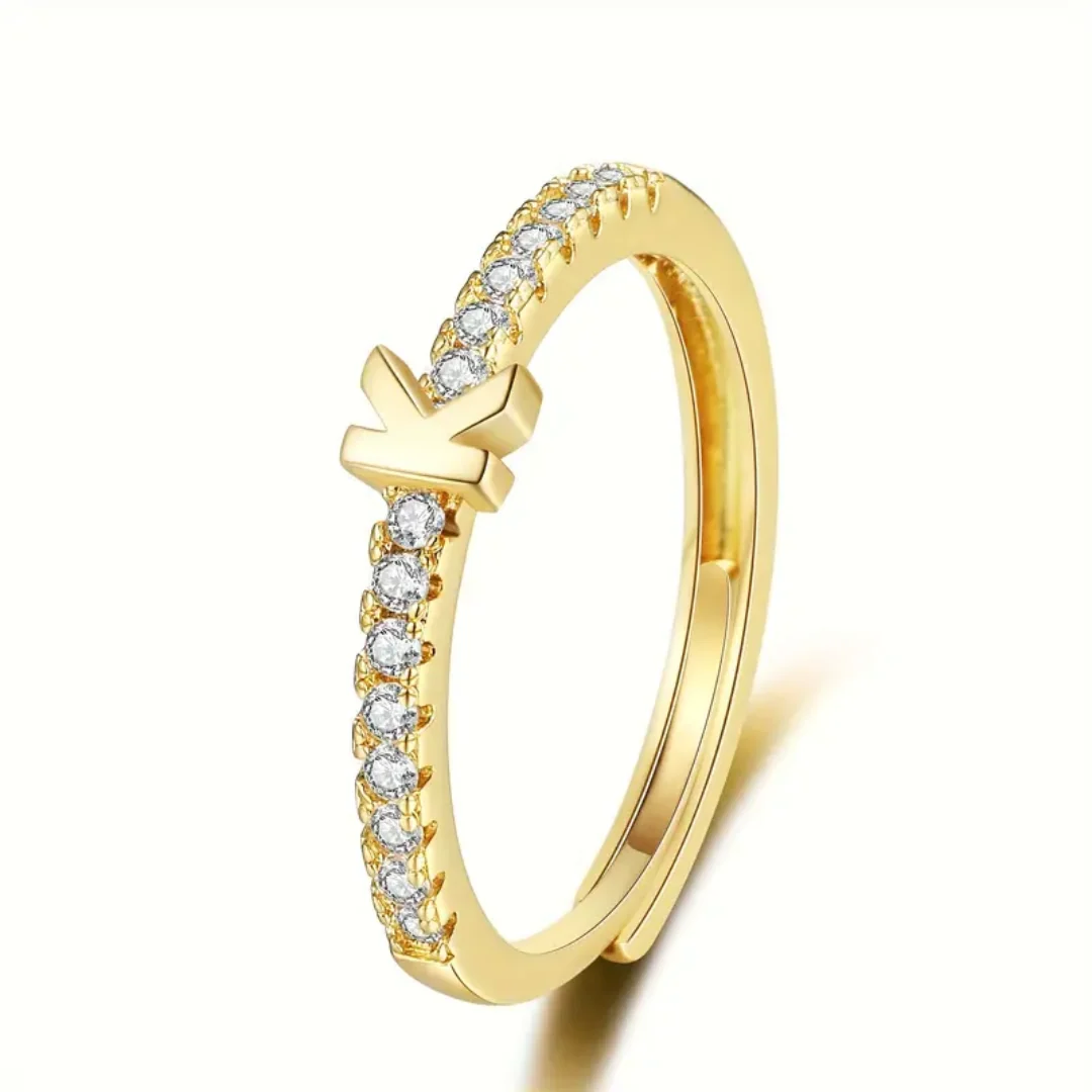 Vienná Iced Initial Letter Adjustable Open Ring - Image 16