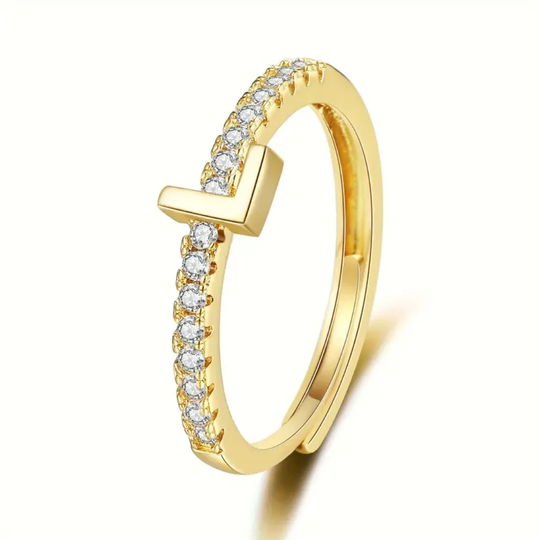 Vienná Iced Initial Letter Adjustable Open Ring - Image 17
