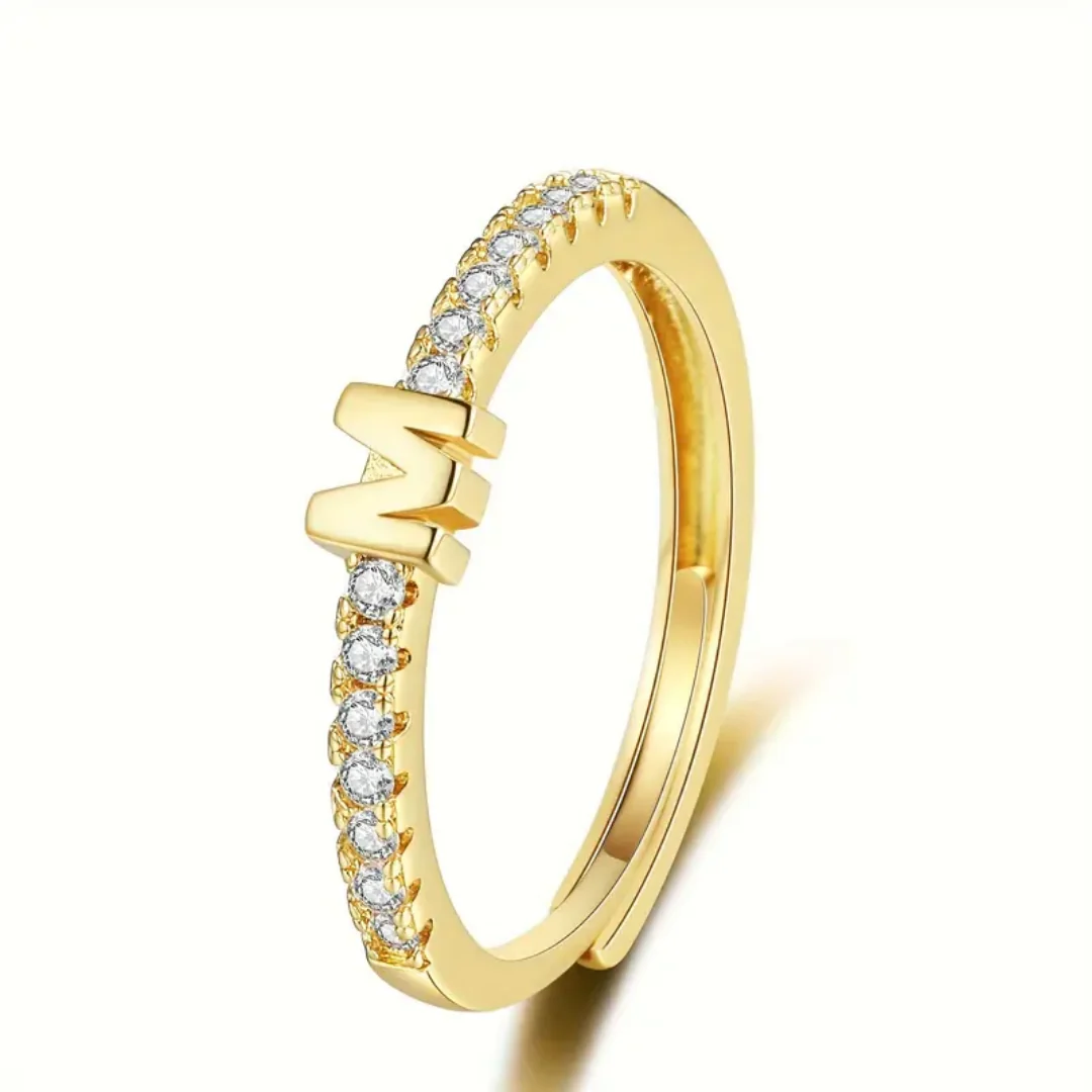 Vienná Iced Initial Letter Adjustable Open Ring - Image 18