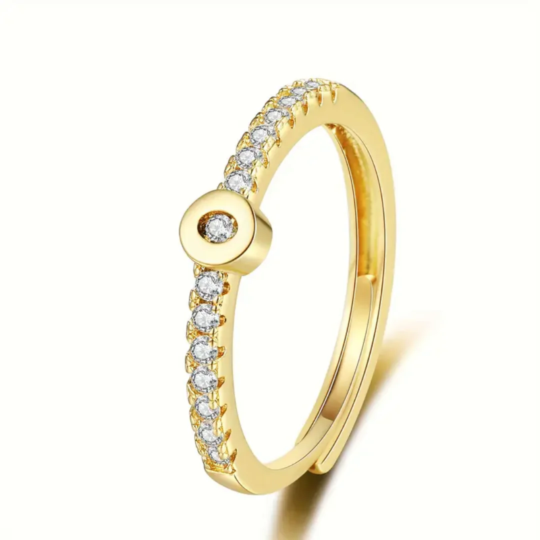 Vienná Iced Initial Letter Adjustable Open Ring - Image 20