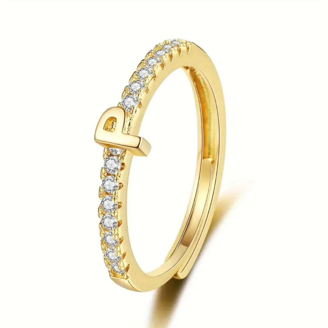 Vienná Iced Initial Letter Adjustable Open Ring - Image 21