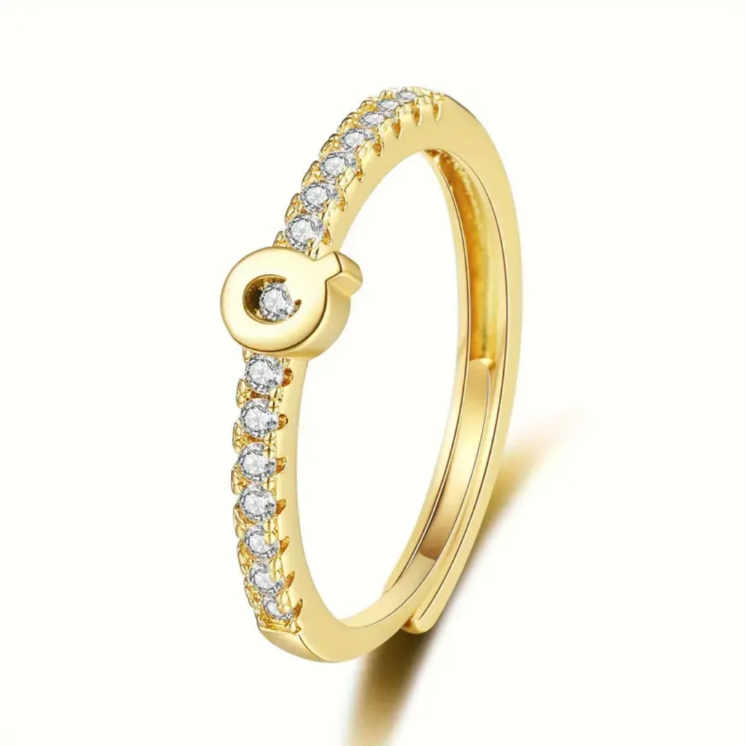 Vienná Iced Initial Letter Adjustable Open Ring - Image 22