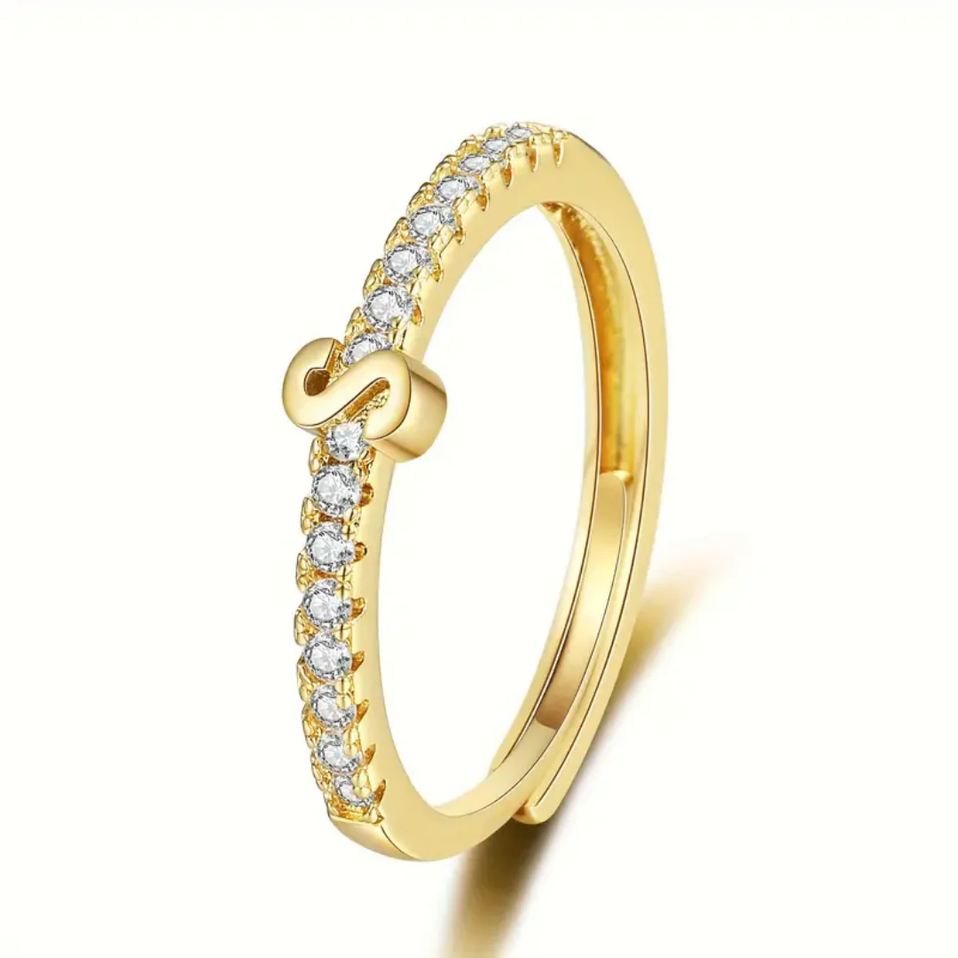 Vienná Iced Initial Letter Adjustable Open Ring - Image 24