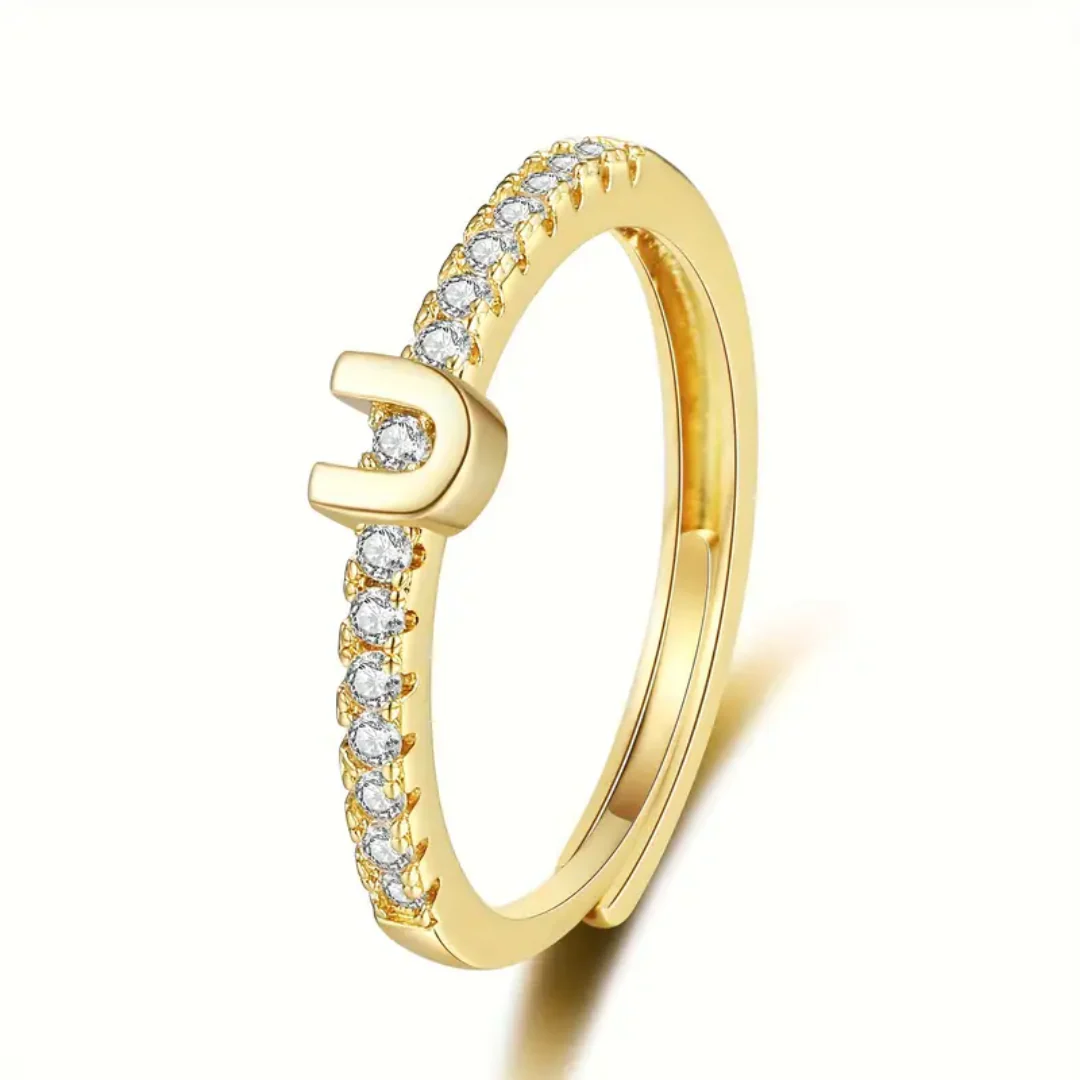 Vienná Iced Initial Letter Adjustable Open Ring - Image 26