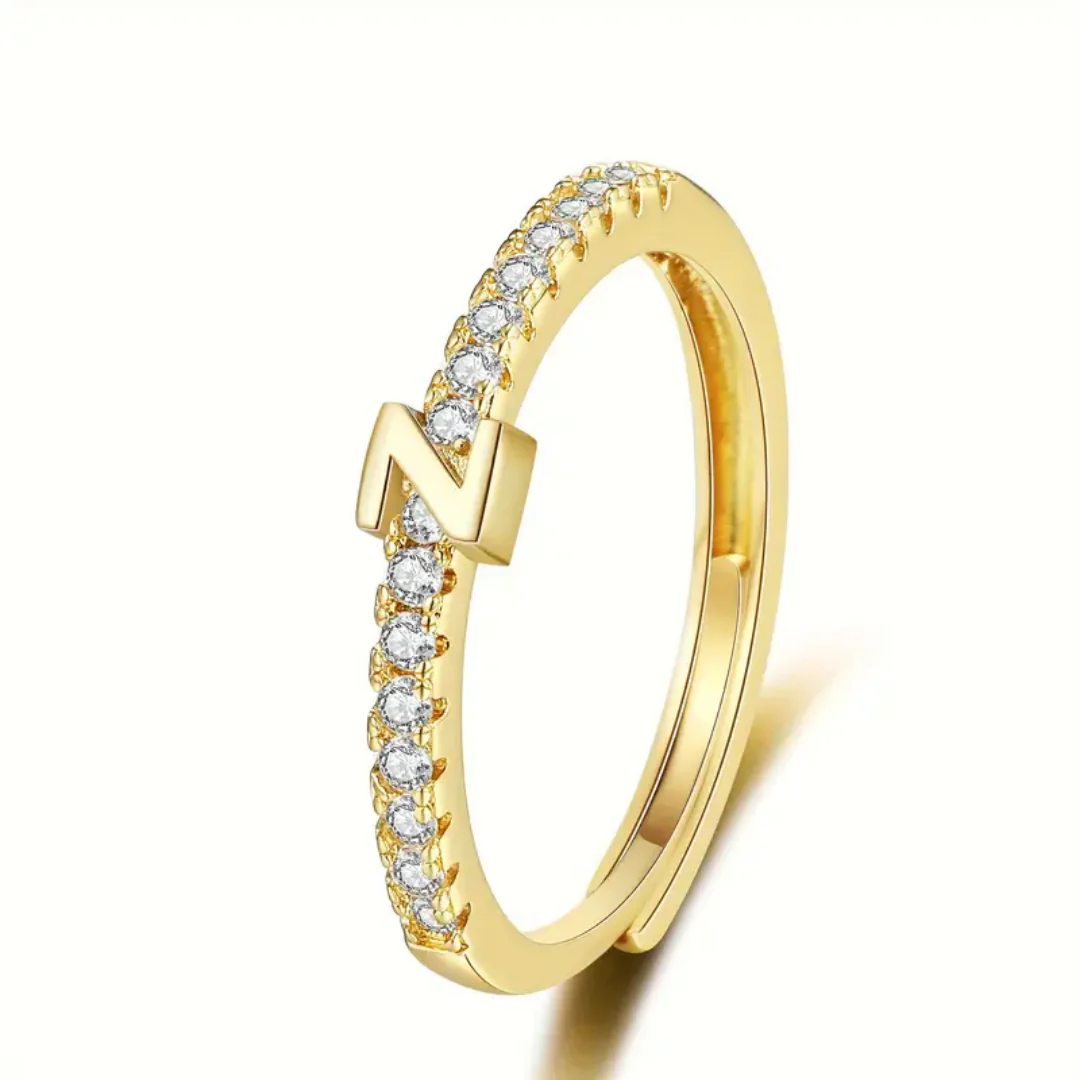 Vienná Iced Initial Letter Adjustable Open Ring - Image 31