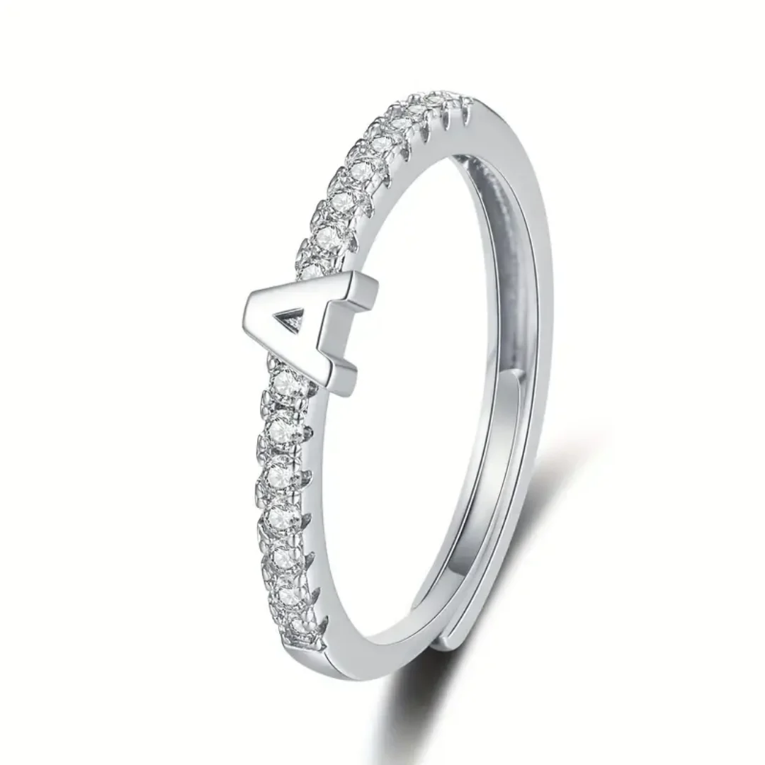 Vienná Iced Initial Letter Adjustable Open Ring - Image 32