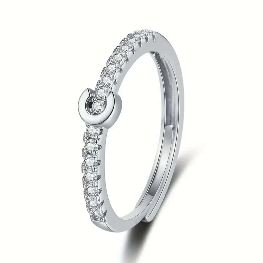 Vienná Iced Initial Letter Adjustable Open Ring - Image 34