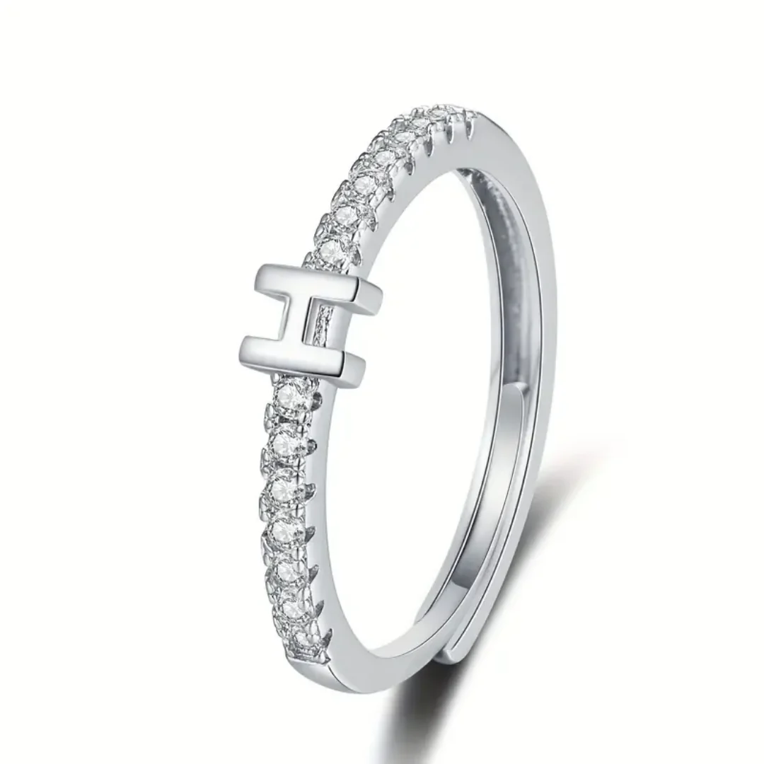 Vienná Iced Initial Letter Adjustable Open Ring - Image 39