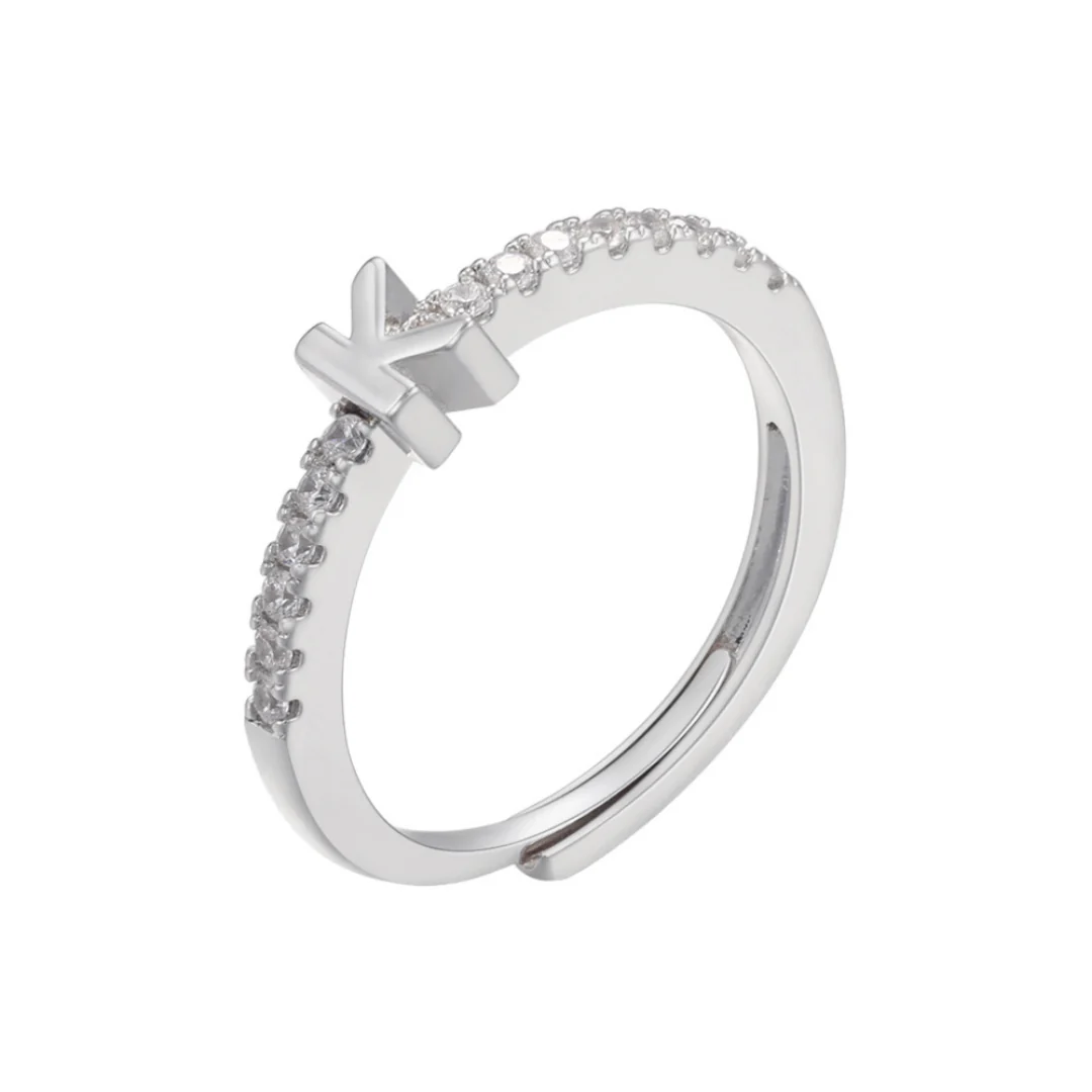 Vienná Iced Initial Letter Adjustable Open Ring - Image 42