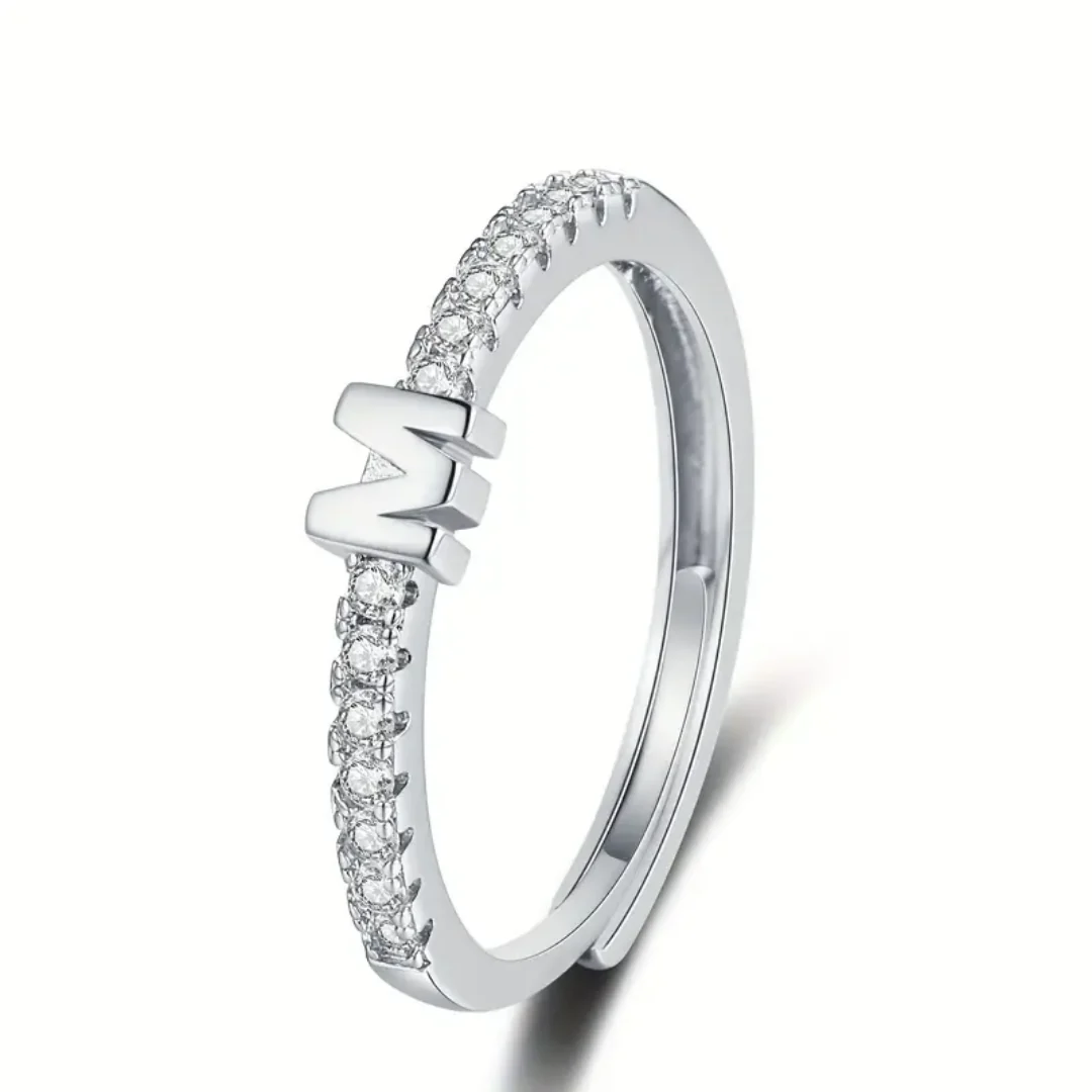 Vienná Iced Initial Letter Adjustable Open Ring - Image 44