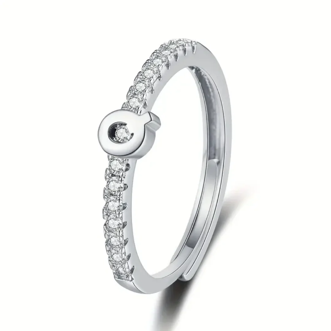 Vienná Iced Initial Letter Adjustable Open Ring - Image 48