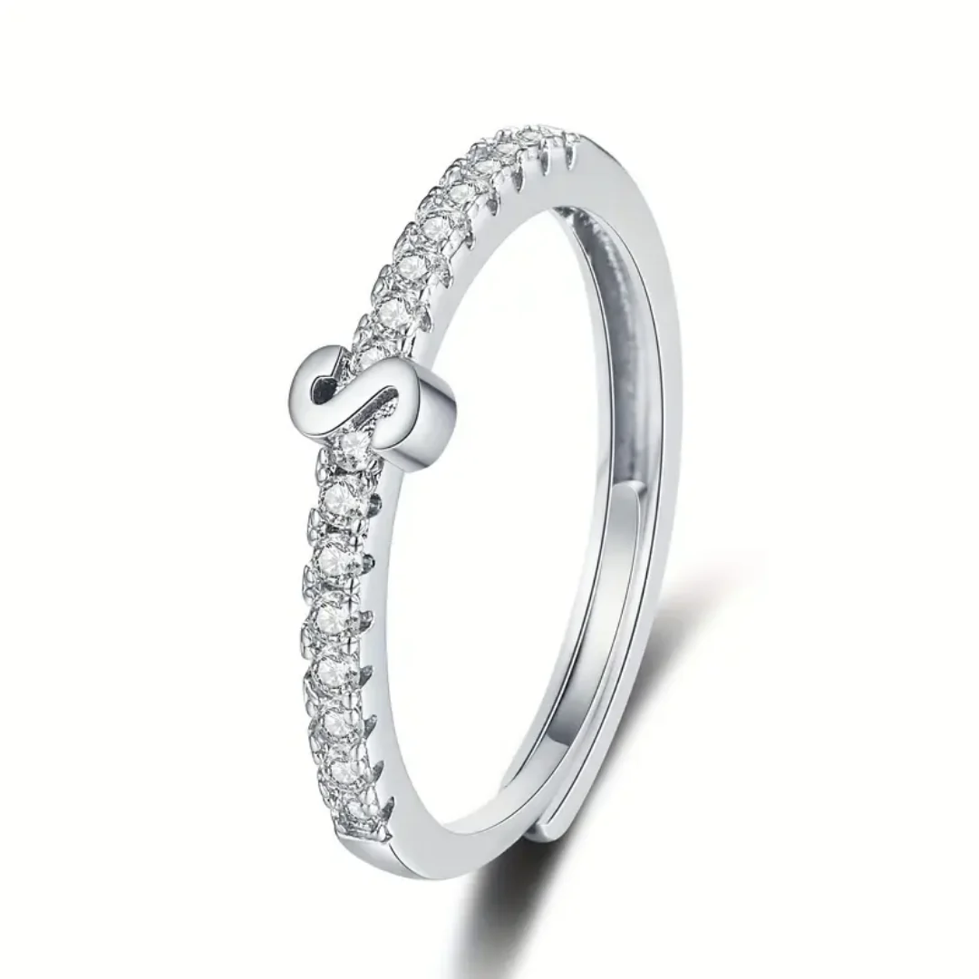 Vienná Iced Initial Letter Adjustable Open Ring - Image 50