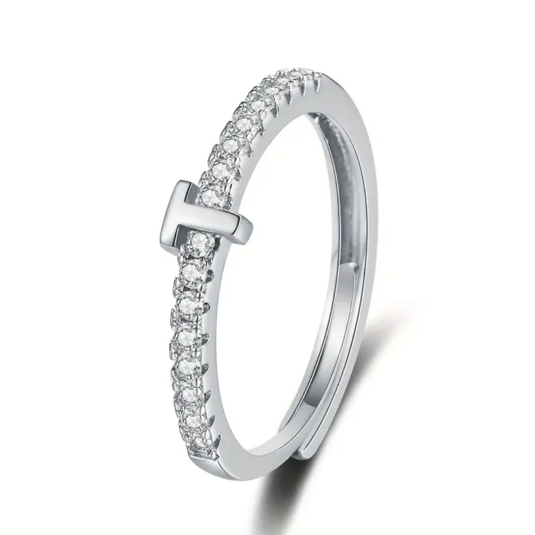 Vienná Iced Initial Letter Adjustable Open Ring - Image 51