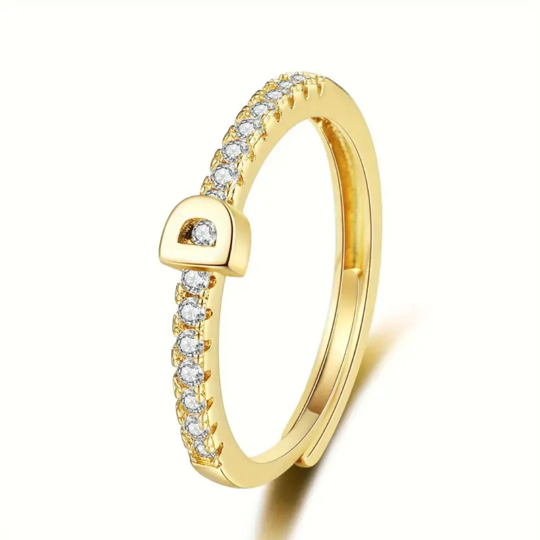 Vienná Iced Initial Letter Adjustable Open Ring - Image 9